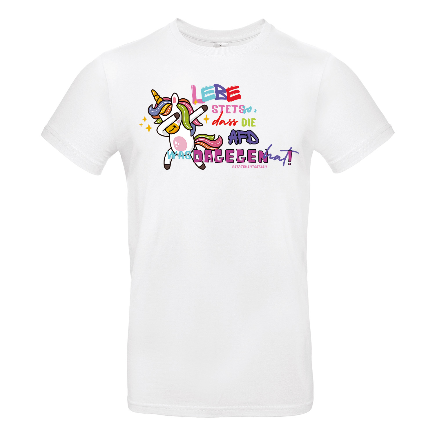 T-Shirt bedruckt mit Einhorn und Statement