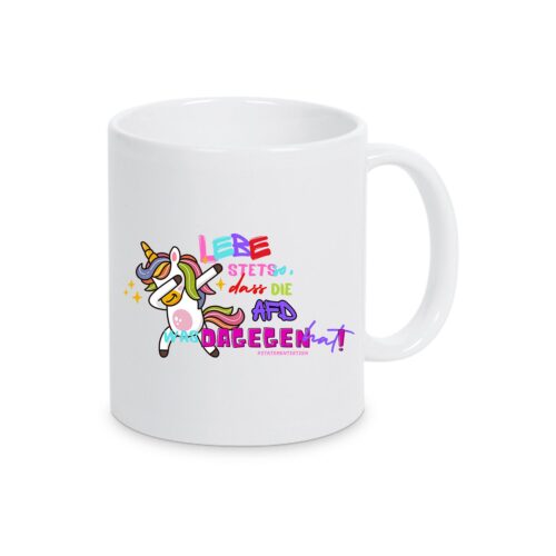 Weiße Keramiktasse mit Motiv